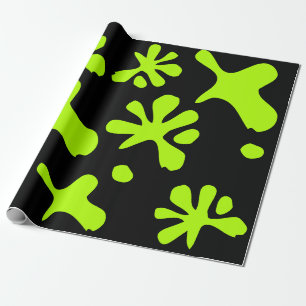 Papel De Presente Engraçada néon preto, cor verde-limo, palha