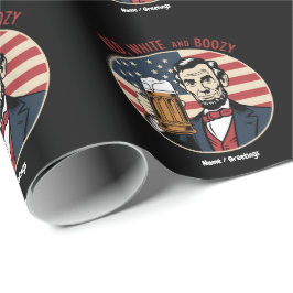 Papel De Presente Engraçado 4 de julho Vermelho Branco e Boozy