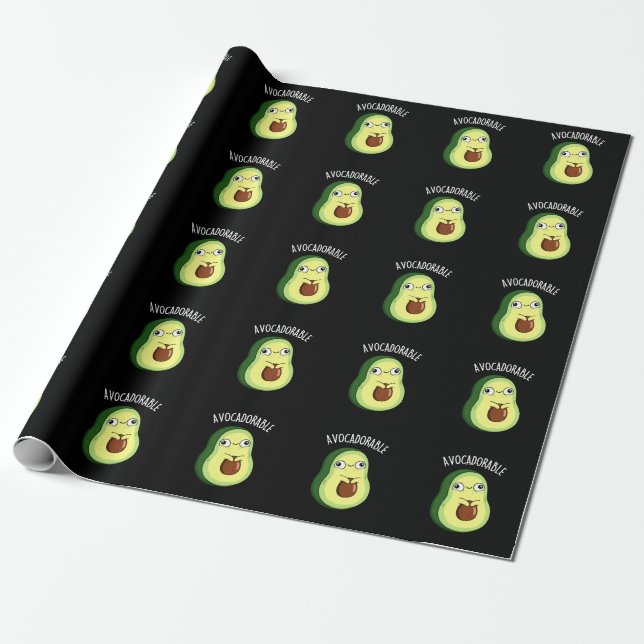 Papel De Presente Engraçado Adorável Avocado Pun Dark BG (Desenrolado)