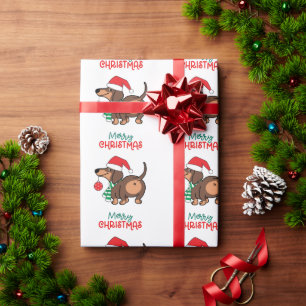 Papel De Presente Engraçado Cachorro Bonito Feliz Natal