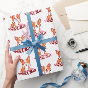 Papel De Presente Engraçado Cachorro Corgi Em Direto Procura Isto