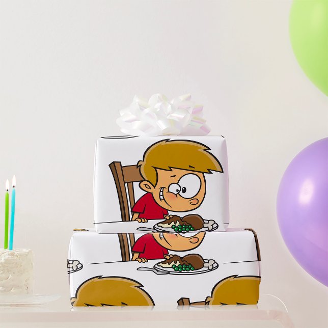 Papel De Presente Engraçado Cartoon Boy animado para Janta (Criador carregado)
