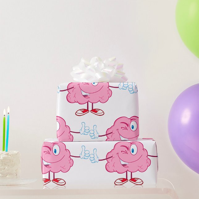 Papel De Presente Engraçado Cartoon Cérebro Vencendo Tumbos (Criador carregado)