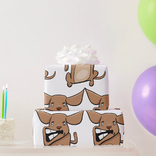 Papel De Presente Engraçado Cartoon Louco Cachorro Hilarious Cute Pe