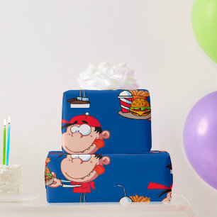 Papel De Presente Engraçado Criança Rápida Burger, Fries e Bebidas