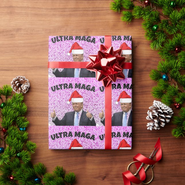 PAPEL DE PRESENTE ENGRAÇADO DONALD TRUMP COM SANTA HAT (Presente de Natal)