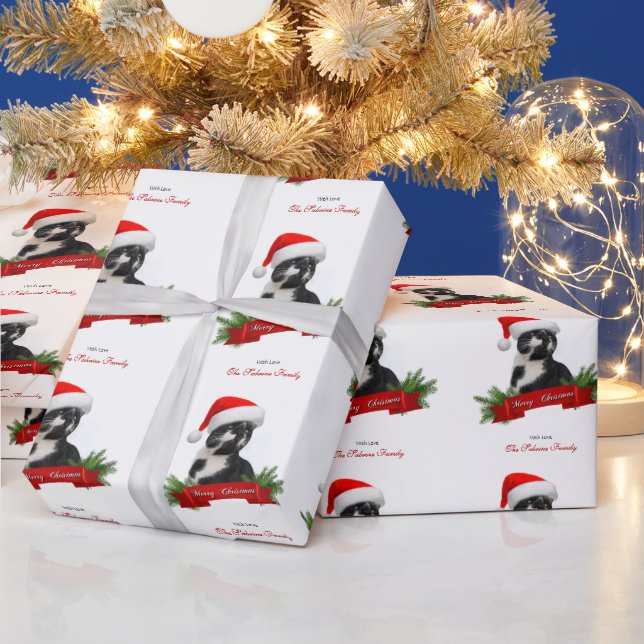 Papel De Presente Engraçado Gato Sarcástico Santas Hábito (Feriados)