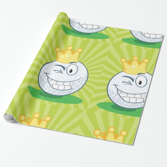 Papel De Presente Engraçado Golf Ball King De Golfe (Desenrolado)
