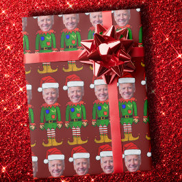 Papel De Presente Engraçado Joe Biden Elf Personalizado Natal