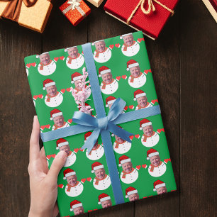 Papel De Presente Engraçado Joe Biden Snowman Foto Personalizada Do