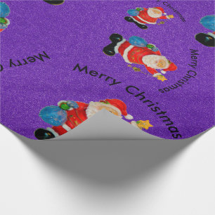 Papel De Presente Engraçado Jolly Papai Noel Pai Natal Roxo