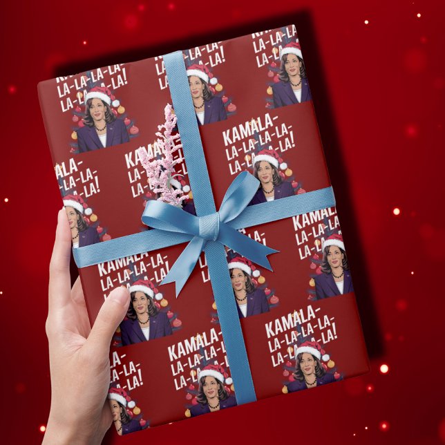 Papel De Presente Engraçado Kamala Harris Natal Holiday Kamala-la-la (Criador carregado)