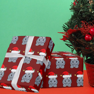 Papel De Presente Engraçado Natal de Hippo