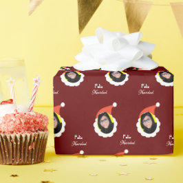 Papel De Presente Engraçado Natal Personalizado Foto em espanhol