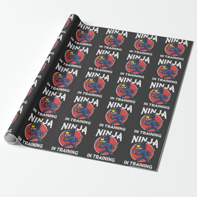 Papel De Presente Engraçado Ninja Kid em treinamento (Desenrolado)
