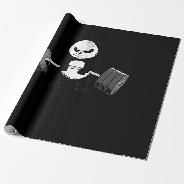 Papel De Presente Engraçado Panda Workout Kitten Gym Deadlifpower (Desenrolado)
