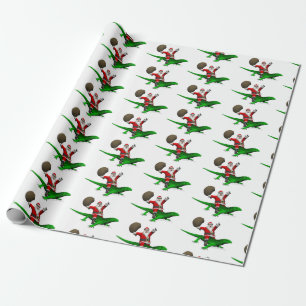 Papel De Presente Engraçado Papai Noel Andando Legal Lizard Verde