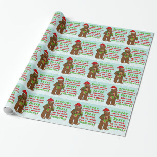 Papel De Presente Engraçado Pé Grande Feliz Natal Pun Sasquatch