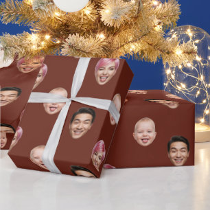 Papel De Presente Engraçado Personalizado 3 Rostos