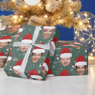 Papel De Presente Engraçado Personalizado 3 Rostos de Natal Papai No