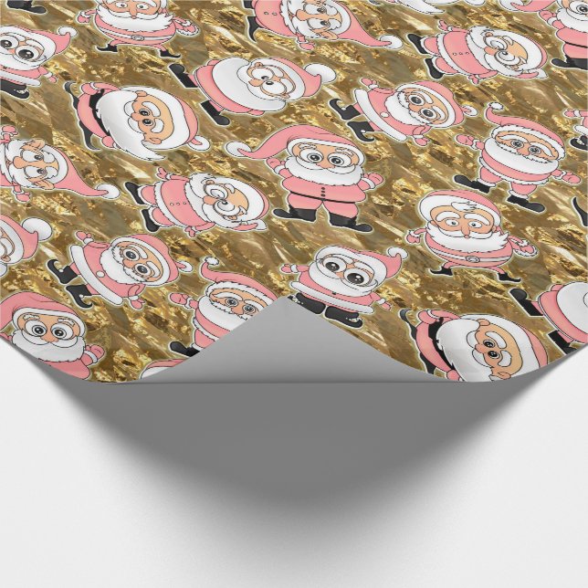 Papel De Presente Engraçado Pink Santas no Natal (Ponta)