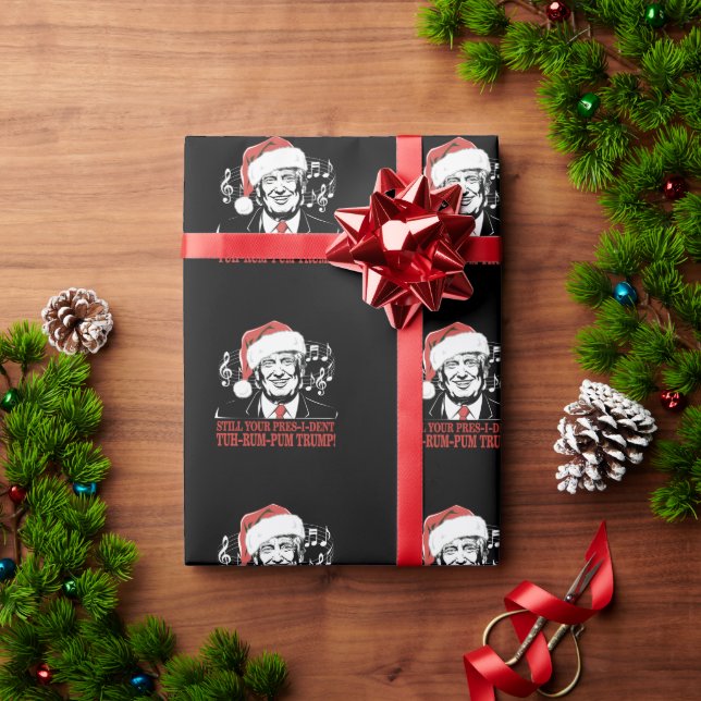 Papel De Presente Engraçado Presidente Trump Pajamas Ugly Xmas (Presente de Natal)