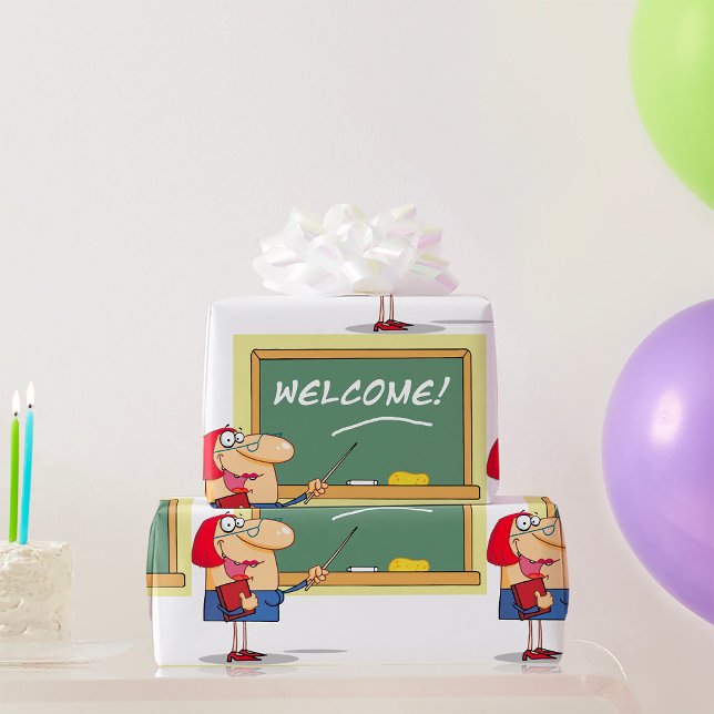 Papel De Presente Engraçado Professor de Cartoon Bem-vindo de volta  (Criador carregado)