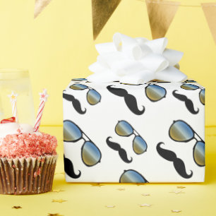 Papel De Presente Engraçado Retro Mustache Óculos de sol