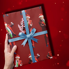 Papel De Presente Engraçado Trump Dance Papai Noel Natal