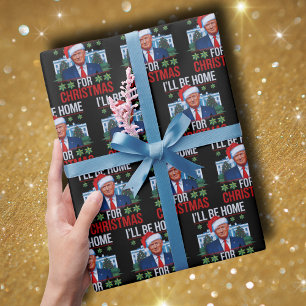 Papel De Presente Engraçado Trump Estarei em casa para o Natal