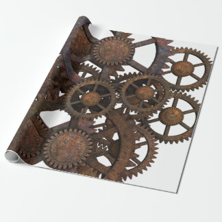 Papel De Presente Engrenagens oxidadas do metal de Steampunk