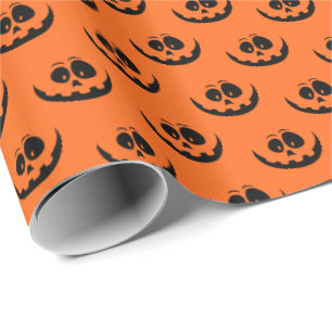 Papel De Presente Enrolando Cara De Abóbora-De-Halloween