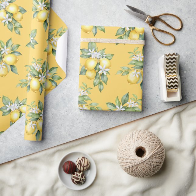 Papel De Presente Enrolando primeiro aniversario de citrinos de limã (Artesanato)