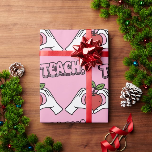 Papel De Presente "ENSINE" Presente de Natal Apple & Heart Hands (Presente de Natal)