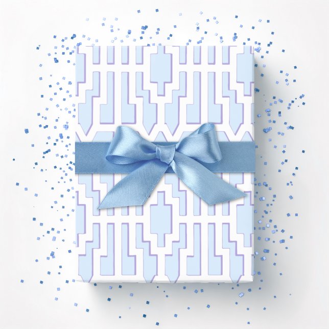Papel De Presente Entalhe Chippendale em Azul e Roxo (Criador carregado)