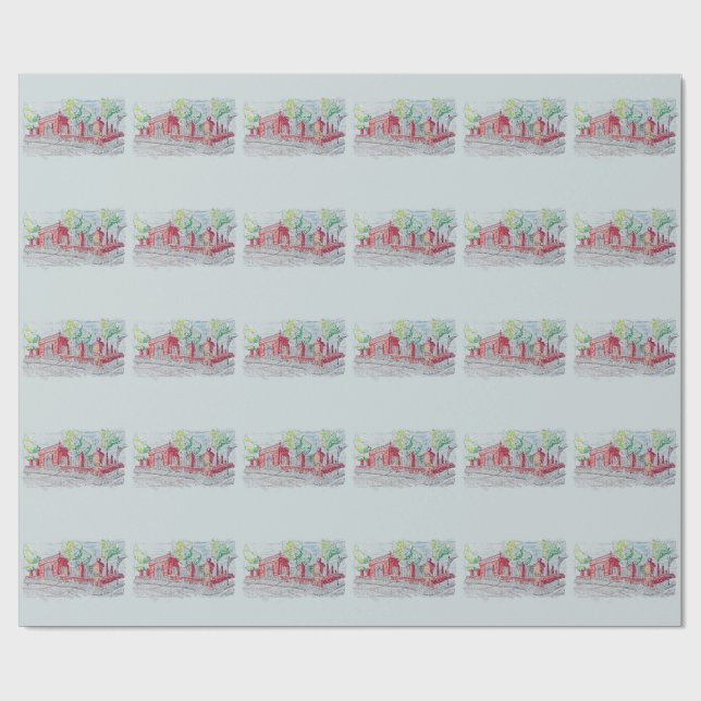 Papel De Presente Entrada Histórica de Tijolo Vermelho (Aberto)