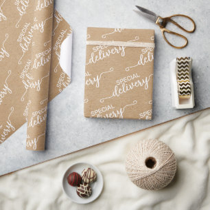 Papel De Presente Entrega Especial Arte Faux Rustic Brown Kraft