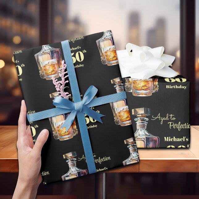 Papel De Presente Envelhecido à Perfeição Uísque de Aniversário de 6 (Criador carregado)
