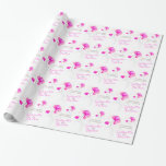Papel De Presente Envoltório cinzento da arte do rosa do wildflower<br><div class="desc">O wildflower fraco estilizado bonito da aguarela da lavagem em noiva floral e em noivos brilhantes do casamento da arte cor-de-rosa,  malva,  branca e cinzenta nomeia o papel de envolvimento. Personalize com próprios noiva e noivos nome e cumprimento. Pintura e design por Sarah Trett.</div>