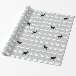 Papel De Presente Envoltório cinzento preto e branco dos carneiros
