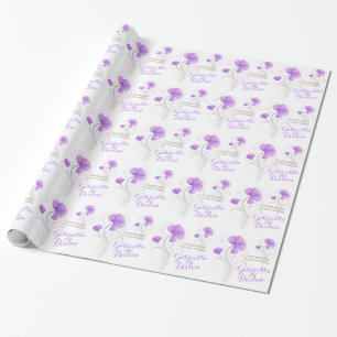 Papel De Presente Envoltório cinzento roxo da arte do wildflower do