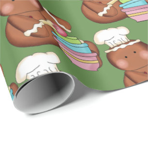 Papel De Presente Envoltório da festa natalícia do pão-de-espéci