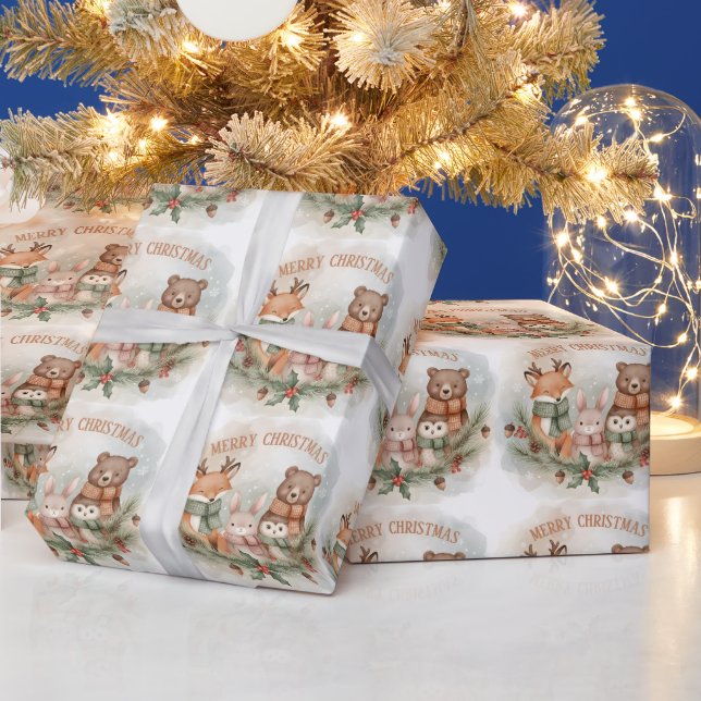 Papel De Presente Envoltório de Natal Aconchegante Amigos da Florest (Feriados)