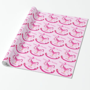 Papel De Presente Envoltório nomeado rosa do teste padrão do