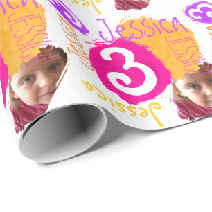 Papel De Presente Envoltório personalizado da pintura do aniversár