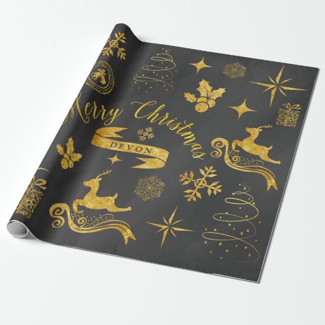 Papel De Presente Envoltório personalizado do Natal do quadro do (Desenrolado)
