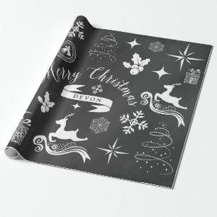 Papel De Presente Envoltório personalizado do Natal do quadro do
