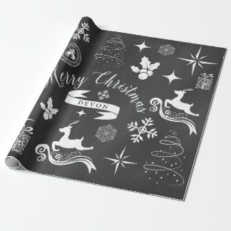 Papel De Presente Envoltório personalizado do Natal do quadro do