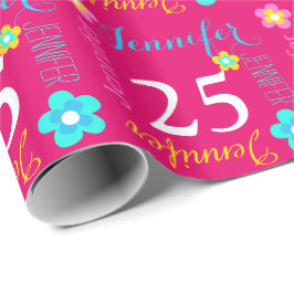 Papel De Presente Envoltório personalizado flor do aniversário da