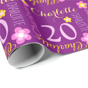Papel De Presente Envoltório personalizado flor do aniversário da